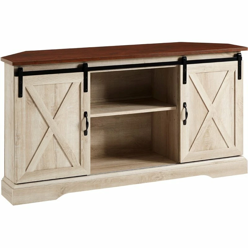 Sliding barn door 2024 corner tv stand