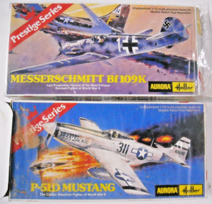 Aurora Heller Adversarial WW2 pair P-51 Mustang Messer Bf109K  1/72 bagged NIB