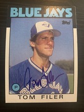 1986 Topps #312 Tom Filer Toronto Blue Jays Signed Card Autographed