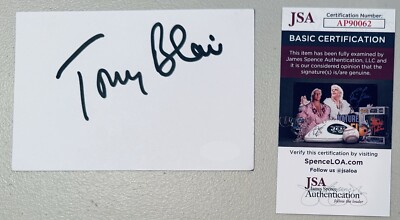 Tony Blair Signed Autographed 4x6 Card JSA Cert England British Prime Minister