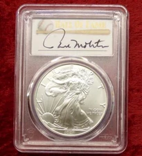 2021 PCGS MS 70 Silver Eagle First Day of Issue Dollar, Paul Molitor Autographed