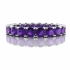 Natural Purple Amethyst Band Ring Full Eternity 925 Sterling Silver