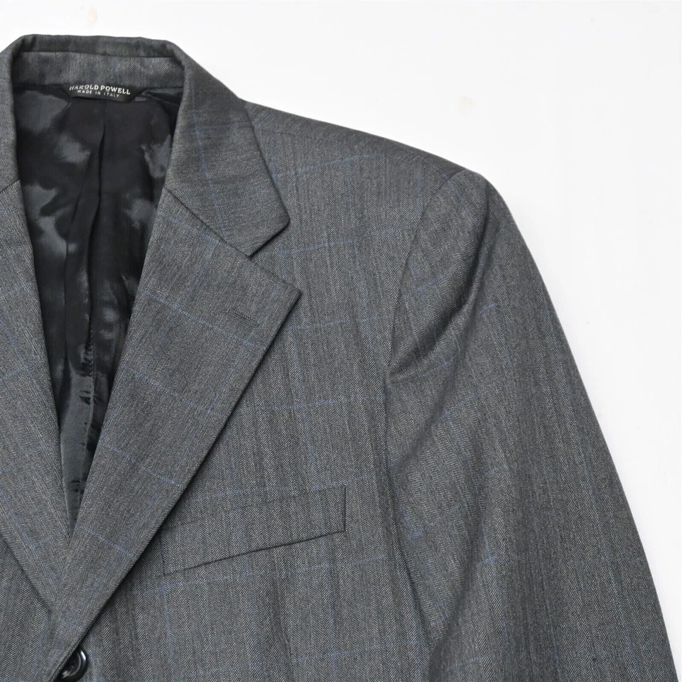 Harold Powell 41R 42R 32 x 20 серый Herringbone Италии мужской спортивная куртка брюки костюм - Изображение 2 из 4