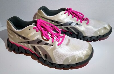 Reebok ZigTech Shark Women s Size 9.5 White Gray Aerobic Tennis Shoes Sneakers