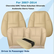 Driver Bottom-Top Leather Seat Cover Tan Fits 2007-14 Chevy Silverado Tahoe 1500