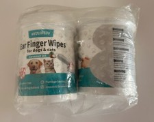 2 PK. EAR FINGER CLEANING COCONUT OIL WIPES FOR DOGS  CATS 60 CT X 2 120 WIPES