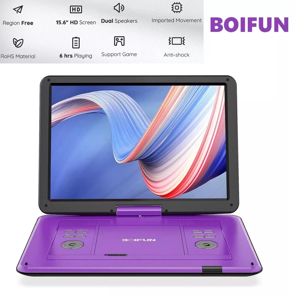 Tragbarer DVD Player mit 15,6 Zoll HD Display Wiederaufladbare 270° Rotation - Bild 2 von 4