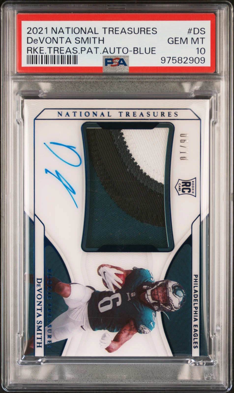 DeVonta Smith Panini National Treasures Rookie Treasures Patch Autographs #DS Blue