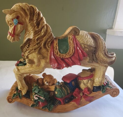 RUSS VTG  8” Rocking Horse Christmas 14080 Resin - Picture 1 of 9