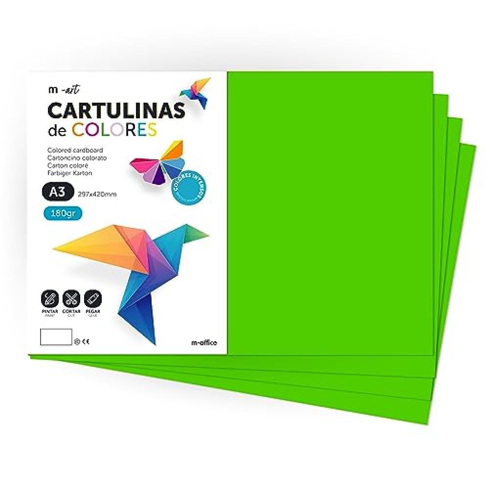 (TG. 100 hojas) Cartulina de Colores, Cartulina A3, Folios Colores 180gr, Bloc c