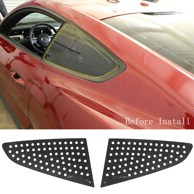 Al Alloy Black Rear Side Window Trim Cover Sticker for Ford Mustang 2015+