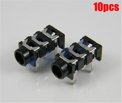 10Pcs Stereo Headphone Jack 3.5MM 5Pin Black Earphone Socket Ic New ip