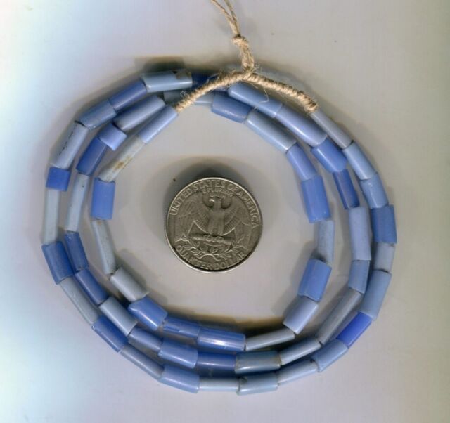 African Trade beads vintage Venetian Czech old blue glass tube beads African Trade beads vintage Venetian Czech old blue glass tube beads