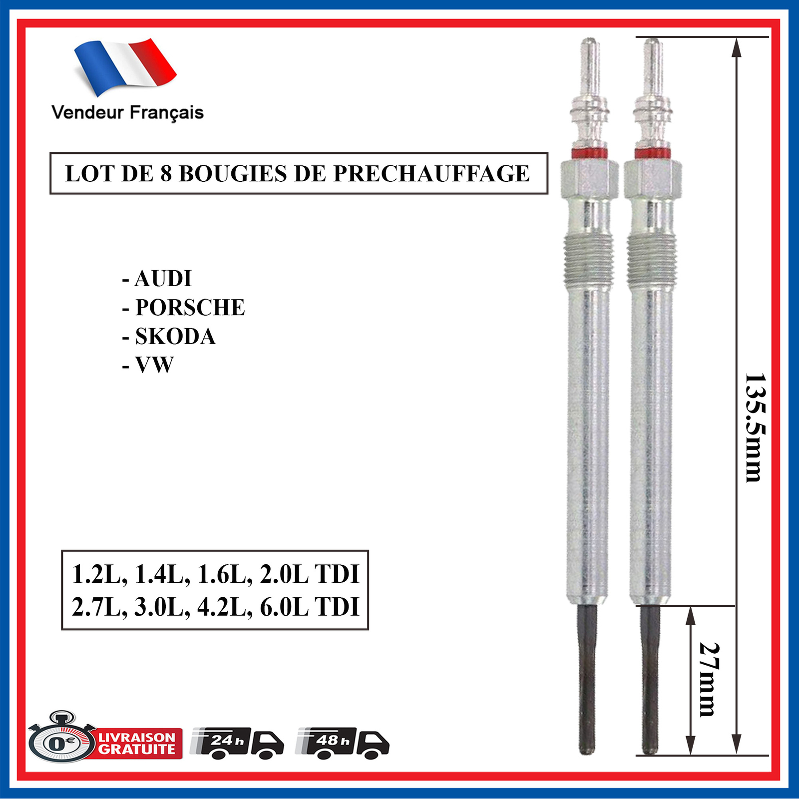 Bougie de Préchauffage VW 03L963319A pour Résoudre le Démarrage Difficile