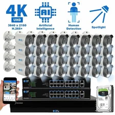 32 Channel 4K NVR 32 8MP AI Spotlight Microphone PoE IP Security Camera System