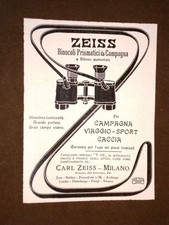 Pubblicità d'Epoca per Collezionisti 1906 Binocoli Binocolo Carl Zeiss Milano