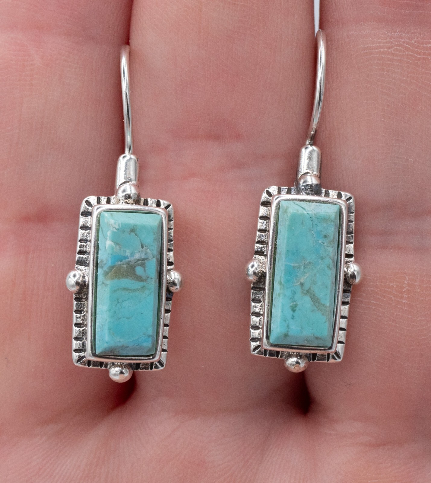 Sterling Silver 925 Western Rectangle Turquoise D… - image 6