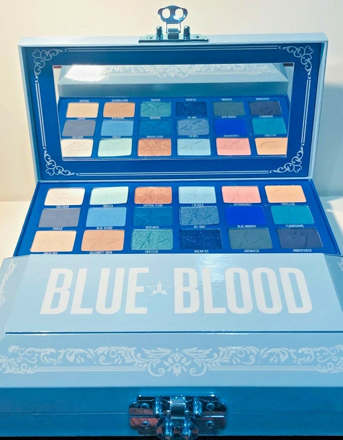 JEFFREE STAR COSMETICS EYESHADOW PALETTE BLUE BLOOD WITH BOX 100% ORIGINAL