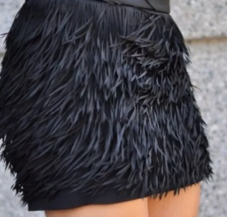 Vtg 90s Y2K Express Black Tiered Fringe Mini Skirt Womens Tina Turner Size