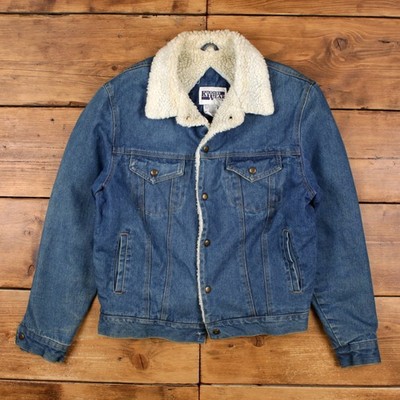 Vintage Rugged Wear By BOG Jeansjacke M Herren 90er blau Trucker Sherpa gefüttert