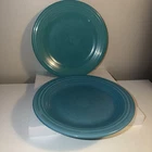 Pair of Vintage Fiesta Ware Turquoise Aqua Blue Dinner Plate 10-1/2" & 10-1/4