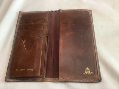 Vintage Checkbook Wallet Mens Weathered Leather Unidentified Brand 6.5x3.5  