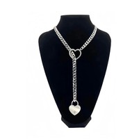 Heart O-Ring Slip Chain Punk Rock Necklace Stainless Steel Cuban Long Necklace
