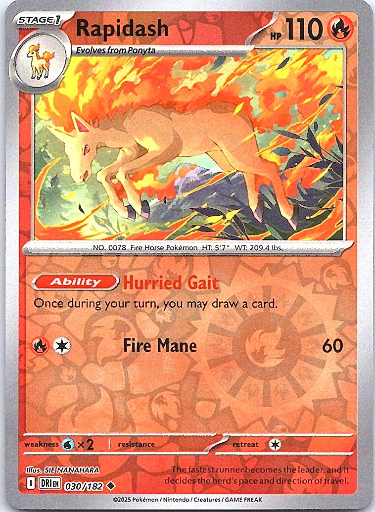 Rapidash Reverse Holo Uncommon SV10: Destined Rivals 030/182 NM