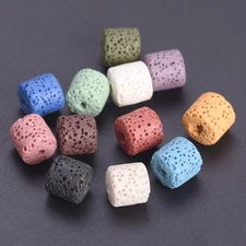 40pcs Natural Volcano Lava Stone 6mm 8mm 10mm Cylinder Shape Crafts Beads Lot