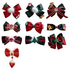Bowknot Hair Clip Christmas Theme Santa Charm Hair Clip Party Gathering Barrette