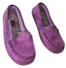 UGG Ansley Bodacious Purple Suede Shearling Lined Slippers Moccasins Size 7