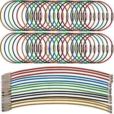 100PCS Keychain, 5.9 Inches Stainless Steel Wire Ring 1.5mm Cable Loop Rings ...