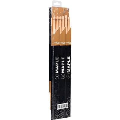 Stagg 12-Pair Maple Drum Sticks Wood Tip 7A