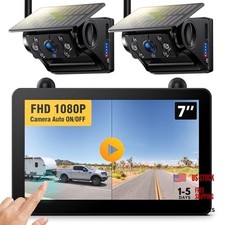 Magnetic Solar Wireless RV Backup Camera, 1080P 7" Touchscreen IPS 2 Cameras