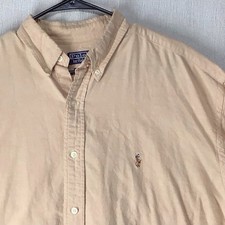 Vtg Polo Ralph Lauren Men  s 17.5 Yarmouth Cotton Oxford Flesh Pony Tan