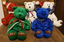Vintage Teddy Bears Limited Treasures 1998 Holiday Bean Bears Set Of 5 W/ Tags