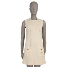 72241 auth GUCCI cream wool 2023 SLEEVELESS KNIT MINI Dress 38 XS
