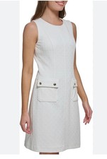 Tommy Hilfiger Women's Basketweave Sheath Dress, Ivory, Size 6
