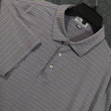 Peter Millar Polo Shirt Mens XL Purple Stripe Summer Comfort Phoenix CC Golf
