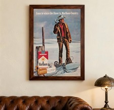 Póster publicitario vintage de Marlboro Man 1971 Come To Where The Flavor - sin marco
