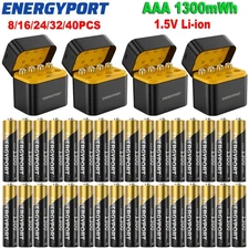 8Pcs-40Pcs 1.5V 1300mWh AAA Rechargeable Lithium Battery With Charging Box Lot