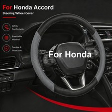 15 Blackgray Steering Wheel Cover Genuine Leather For Accord Civic Cr-v Hr-v