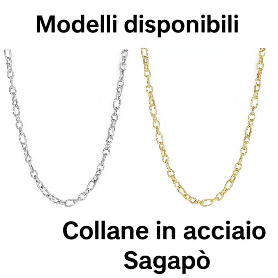 Collana donna catena Sagapo acciaio lunga o girocollo argento oro SHK10 SHK22 - Immagine 2 di 4