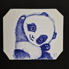 Penna a sfera Panda disegno arte originale misura 12x15 cm