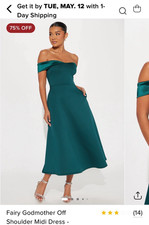 Fashion Nova Hunter Off Shoulder Solid Short Sleeve Midi Dress Size S