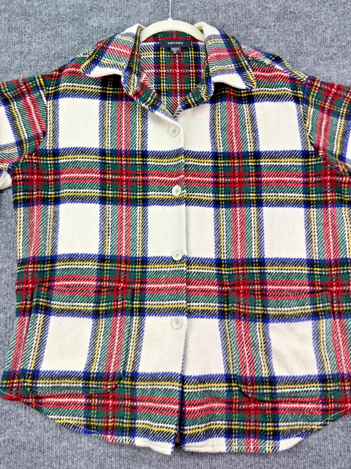 Jaqueta xadrez Karen Kane feminina plus size OX lã vermelha verde - Imagem 2 de 4