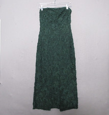 Lulus Dress Small Emerald Green Floral Applique Midi Strapless Wedding Holiday