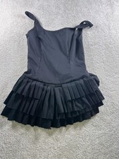 Shein Romper Womens Small Black Pleated Tiered Ruffle Skater Party Mini Goth