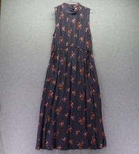 A New Day Dress Womens Medium Tiered Maxi Mock Neck Gray Floral Sleeveless