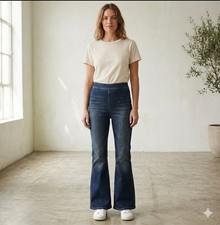 Free People We The Free Jeans Womens Sz 31 Pull On Flare Denim Pants hippy retro